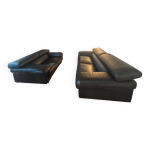Canap�s roche bobois cuir noir 3 / 4 places + 2 places