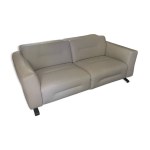 Canap roche bobois  intervalle  - cuir pleine fleur gris clair