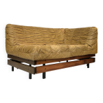 Canap de salon mid - century en cuir cognac petit modle