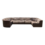 Canapé de salon modulable design vintage en cuir marron Canapé de salon modulable design vintage en cuir marron