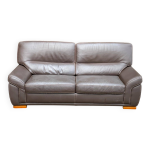 Canapé scandinave 3 places en cuir marron 200cm Canapé scandinave 3 places en cuir marron 200cm