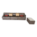 Canap de sede 3 places ds 88 en cuir patchwork chocolat, suisse annes 70