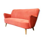 Canapé sofa haricot vintage années 50 / 60 rouge Canapé sofa haricot vintage années 50 / 60 rouge