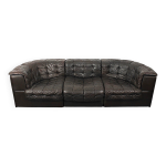 Canap trois places de sede ds - 11 en cuir marron chocolat