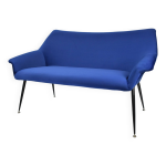Canap vintage deux places, rpublique dmocratique allemande, 1960, bleu marine, velours