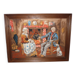 Canevas encadr couple auprs du feu vintage