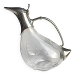 Carafe canard vintage en cristal et métal chromé Carafe canard vintage en cristal et métal chromé