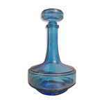 Carafe à décanter en verre bleu et son bouchon Carafe à décanter en verre bleu et son bouchon