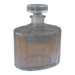 Carafe / dcanteur en verre stri forme ovale vintage bouchon facett