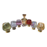 Carafe  liqueur / cognac harlequin et 6 verres, annes 1950