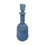 Carafe liqueur opaline bleu décor moulé avec bouchon cave vintage Carafe liqueur opaline bleu décor moulé avec bouchon cave vintage
