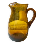 Carafe vase en verre soufflé ambré vintage europe, années 1950 - 60 Carafe vase en verre soufflé ambré vintage europe, années 1950 - 60