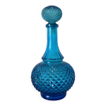 Carafe en verre bleu made in belgique annes 60