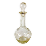 Carafe  vin en verre grav bouchon rond annes 50
