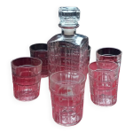 Carafe  whisky et 6 verres assortis