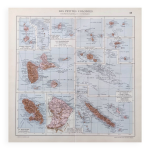 Carte ancienne dpartements franais outre - mer en 1950 43x43cm