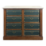 Cartonnier meuble de notaire surmont� d'un marbre de carrare