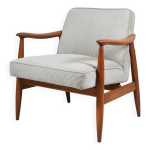 Clbre fauteuil vintage  kedzior , entirement restaur, gris cord