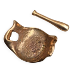 Cendrier bois et bronze vintage, cendrier sur pied, cendrier bronze dor