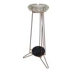 Cendrier en cristal sur pied tripode en laiton