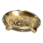Cendrier � d�cor en laiton massif vintage