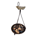 Cendrier sur pied tripode avec plateau vintage et cendrier en cristal