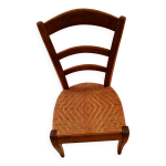 Chaise ancienne � assise en paille tress�e style rustique fran�ais