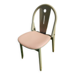 Chaise ancienne baumann modele argos bois vert + assise beige clair 80