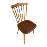 Chaise ancienne baumann western bois + assise ska marron vintage