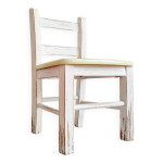 Chaise ancienne bois bistrot enfant - blanc patiné Chaise ancienne bois bistrot enfant - blanc patiné