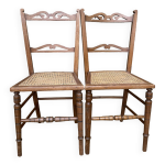 Chaises anciennes en bois et cannage