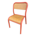 Chaise ancienne colier maternelle tube mtal rose & bois 70 s vintage