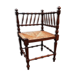 Chaise d'angle bois tourn assise paille