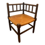 Chaise d angle en bois tourn et paille