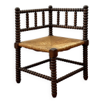 Chaise d angle en bois tournée et assise paille Chaise d angle en bois tournée et assise paille