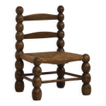 Chaise basse en bois massif (ch�ne) vintage dlg dudouyt circa 1960
