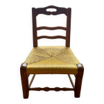 Chaise basse en bois et paille tressée Chaise basse en bois et paille tressée