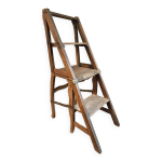 Chaise bibliothèque échelle ancienne en chêne français chaise escabeau métamorphique Chaise bibliothèque échelle ancienne en chêne français chaise escabeau métamorphique