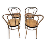 Chaises bistrot acier et cannage