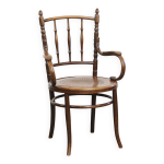 Chaise bistrot ancienne en bois avec accoudoirs