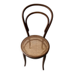 Chaise bistrot ancienne en bois et cannage