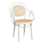 Chaise de bistrot blanche vintage avec accoudoirs, style thonet