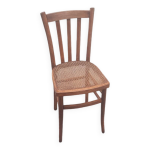 Chaise bistrot en bois et cannage