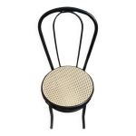 Chaise de bistrot cannée neuve en métal noire Chaise de bistrot cannée neuve en métal noire