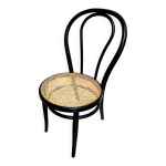 Chaise bistrot en hêtre cintré noir et cannage Chaise bistrot en hêtre cintré noir et cannage