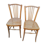 Chaises bois bistrot barreaux cannage