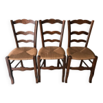 Chaises bois et paille
