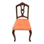 Chaise bois verniss et tissu velours orange 1880 / 1900