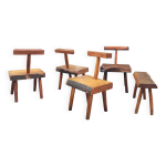 Chaises brutalistes artisanales, france, 1960s, lot de 5 Chaises brutalistes artisanales, france, 1960s, lot de 5