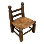 Chaise brutaliste bois et paille Chaise brutaliste bois et paille